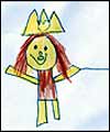 Childrens drawing of the Queen; link to story