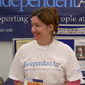 Lindsey Armstrong (a tv journalist) helping Lydia fundraise at the Rose Show in Belfast