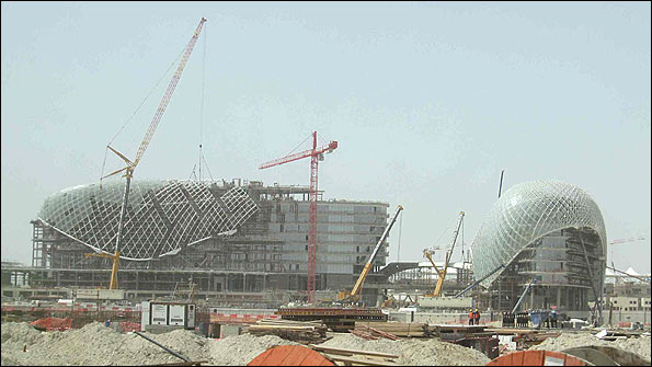 The Abu Dhabi Yas Marina circuit being constructed