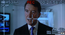 Business Secretary Lord Mandelson seen on the display of a video camera during a visit to Visual Planet in Cambridge, Cambridgeshire. PRESS ASSOCIATION Photo. Picture date: Tuesday July 28, 2009
