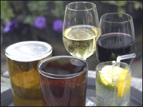 Alcoholic drinks on a table