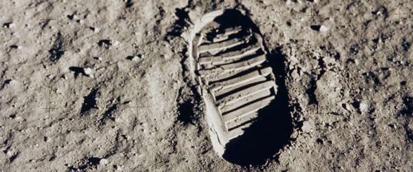 Buzz Aldrin moon bootprint, 20 July 1969
