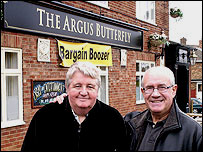 Dave Richards and Brian Stoker outside the Argus Butterfly in Peterlee