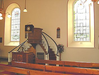 The pulpit of the church at Gracehill
