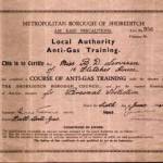 Beryl's certificate for Anti-Gas Training - June 1944