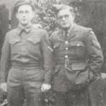 Unpaid Lance-Corporal Harold Pollins and his brother Sgt Robert Pollins on leave in Spring 1945 in the back garden of their home in Leytonstone