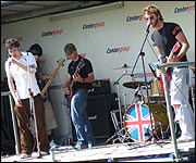 A new band on the stage.