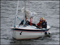 Mervyn in a boat on the Wear