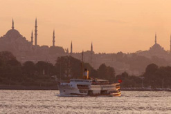 Istanbul skyline and Bosphorus Bosporos ferry