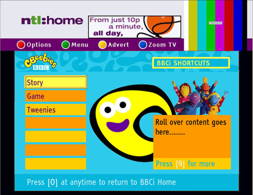 CBeebies homepage on cable in 2002