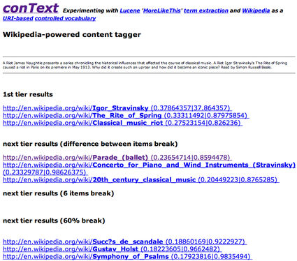 conText results page