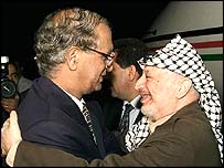  یاسر عرفات اور سابق وزیر خارجہ عبد الستار