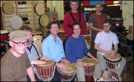 Members of Carabali with their drums