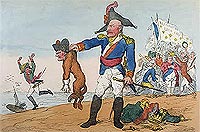 'Cartoon showing Blücher the Brave extracting the Groan of Abdication from the Corsican Bloodhound