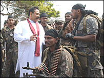 President Rajapaksa with military in the east