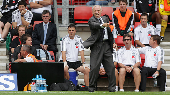 Peter Reid gives instructions to his players from the touchline