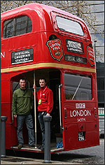 The BBC London bus at the Marathon