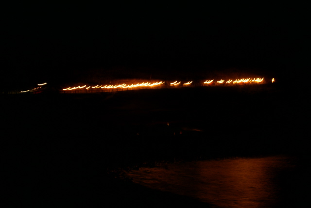 The lighting up of the procession.