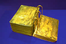 Replica of the original gold plates of the Book of Mormon