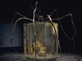 Louise Bourgeois Spider 1997 Steel, tapestry, wood, glass, fabric, rubber, silver, gold and bone 4450 x 6660 x 5180 mm Courtesy Cheim and Read, Galerie Karsten Greve and Galerie Hauser & Wirth Copyright Louise Bourgeois