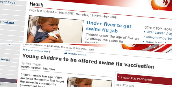 Screengrab of headline index and story level