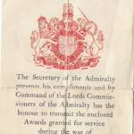 front of the document detailing my father's medals