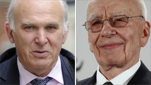 Vince Cable and Rupert Murdoch