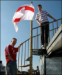 Keith and Adam fly the flag
