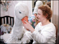 Barbara Newman with goose costume