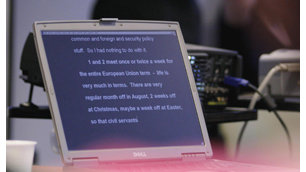 close up of palantypist screen