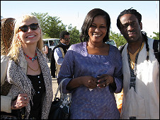 US artist, Leni Stern, Amy Kouyate (wife and lead singer to Bessakou Kouyate) and New York musician Will Calhoun (Left to right)