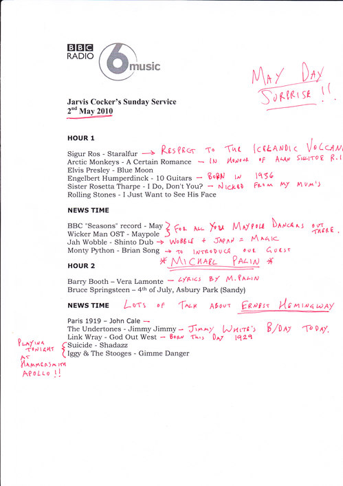 jarvis may day setlist