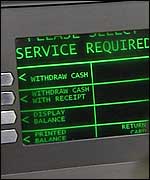 Cashpoint screen