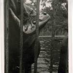 Opening up for his meal. Hippo takes his meal at Cairo Zoo, Egypt 1943