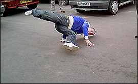 Jake Ingram-Dodd drops the beats and shows his break dancing moves