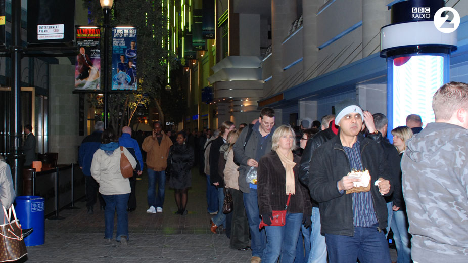 Queuing up ahead of the concert