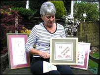 Despite suffering from terrible arthritis, Sue has learnt cross stitch and created some beautiful handiwork