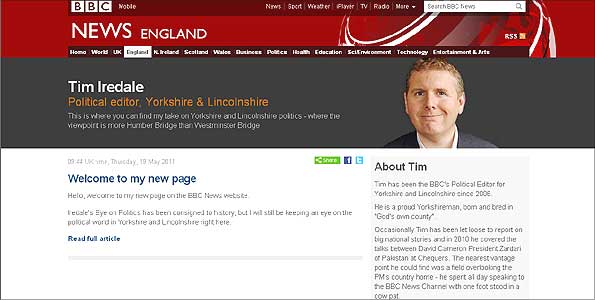 Tim Iredale's new BBC Correspondent Page