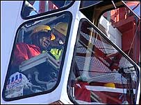 Johnny Nelson sitting in crane