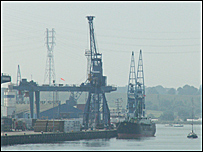 Cargo ship on River Orwell