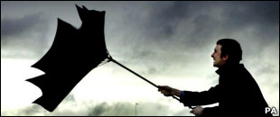 A man with an umbrella