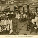 A portion of the First Class Dining Saloon aboard the P. & O. S.S. Rajputana