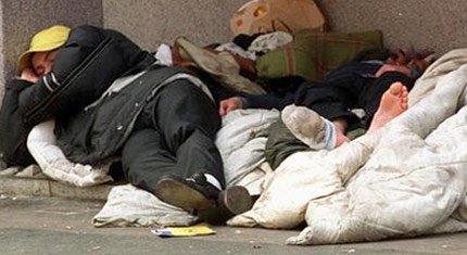 Sleeping on the street - stock picture