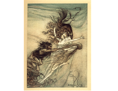 Arthur Rackham's The Rhine-Maidens teasing Alberich