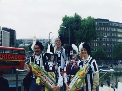 Phil and his family on their way to Wembley