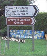 Say no to the airport sign outside Church Lawford 