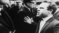 A civil rights protester meets the police line on Duke Street, 5 October 1968