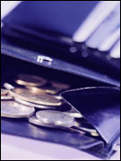 wallet with loose change