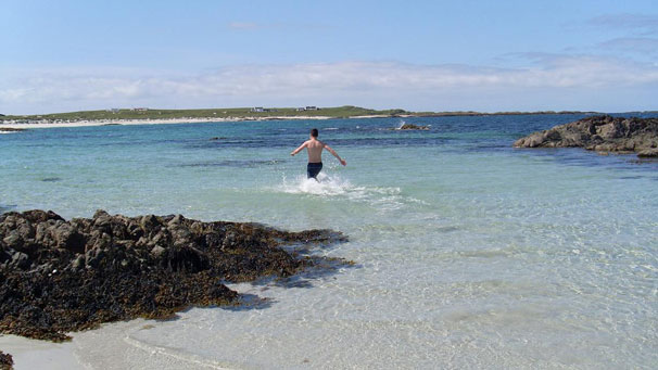 Wading into water, Tiree