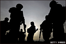 US soldiers during a patrol outside Bagram airbase